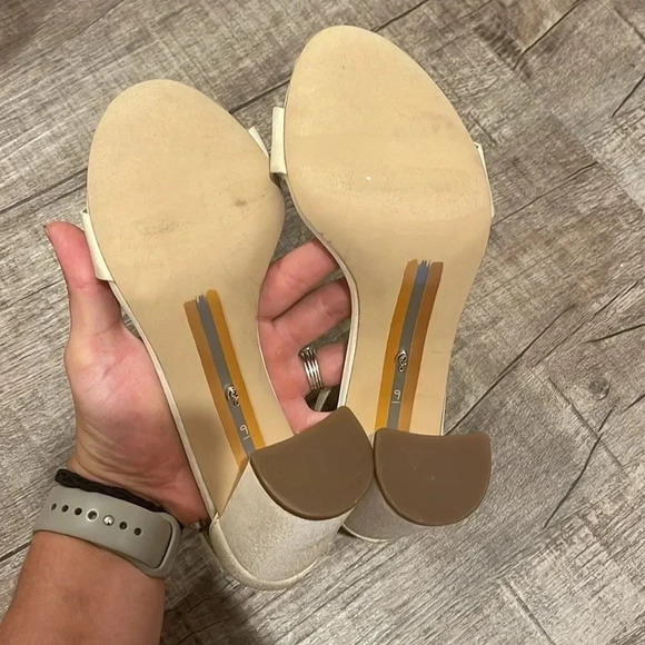 NWOB!! Sam Edelman - YARO BLOCK HEEL SANDAL - Pearl Ivory Silk - Size 9 - Picture 8 of 8
